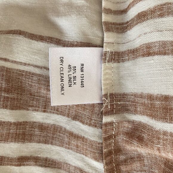 WHIT Style Sage Dress Open Tie Front Printed Serepe Stripes On Silk/ Linen Sz 2 - Picture 11 of 11